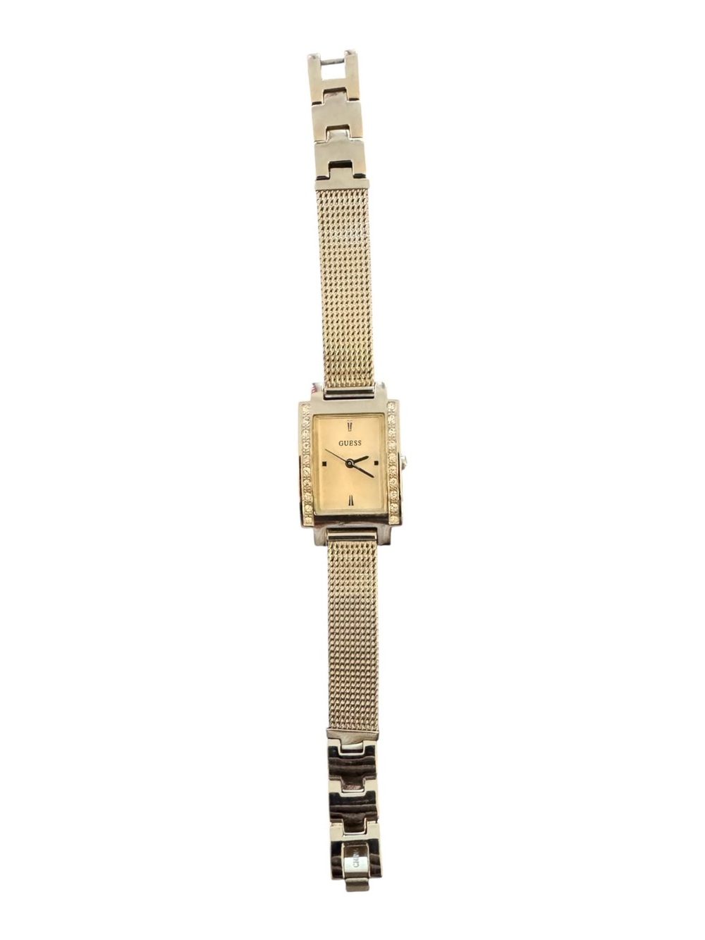 GUESS Silver Mesh and Link Bracelet Rectangular Watch